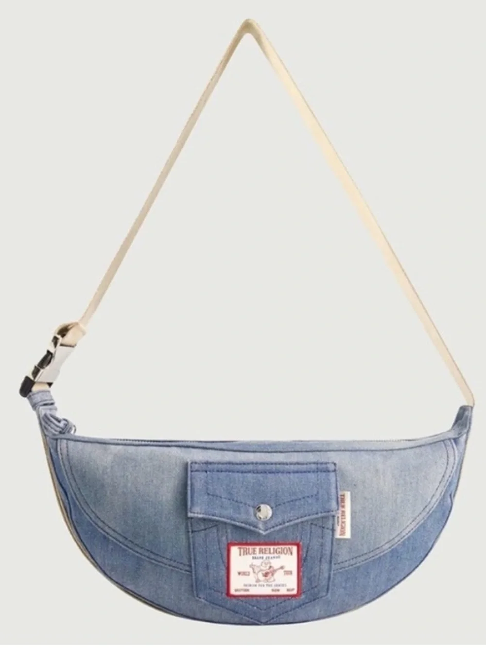 NWOT Y2K TRUE RELIGION Washed Denim Hobo Shoulder Bag
